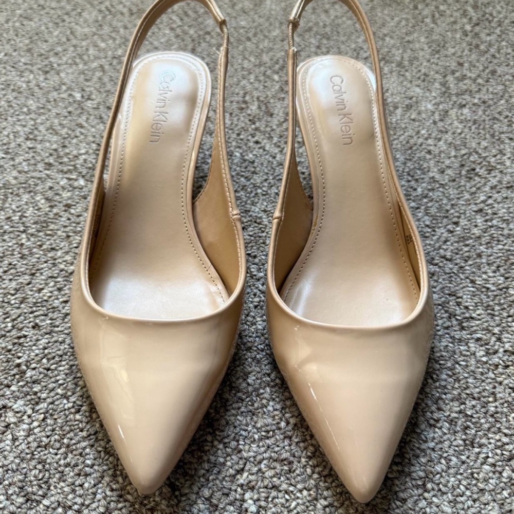 Calvin Klein Women's Beige Slingback kitten Heels
